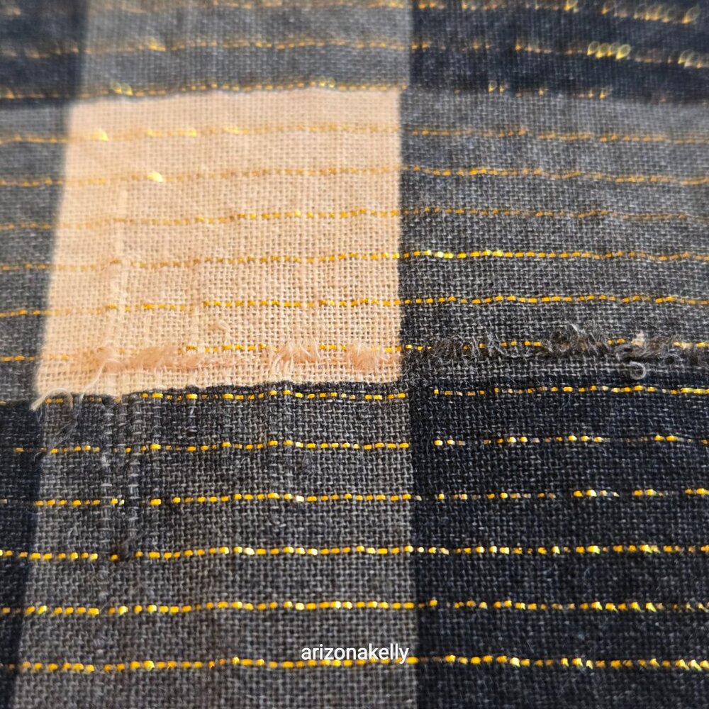 Nicholas K HUGE Distressed Cotton Scarf Black & Tan With Gold Thread - Picture 15 of 16